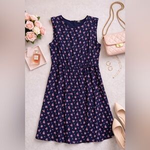 Bobeau Navy Floral Sleeveless Midi Dress Size Medium NWOT